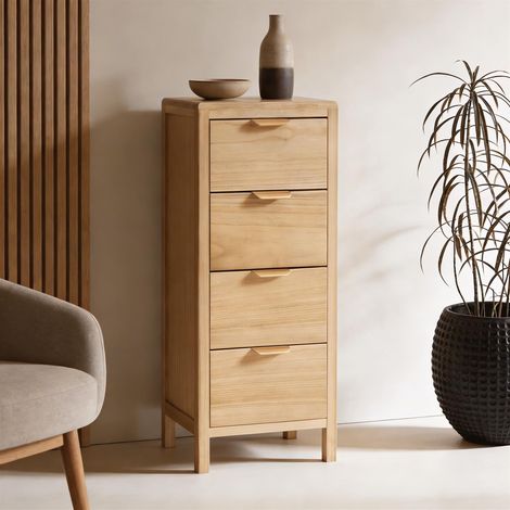 Freya 4 Drawer Storage Unit Chest Bedroom Office Organiser Wooden (1/5)