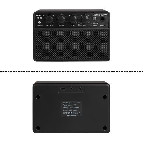 Decdeal Kokko 10W Small Guitar Guitar Amp MINI Portable Practice Concevoir pour Daily Street Performances Audio Rechargeable Prise en charge BT / CASE CONNECTION 6.35 mm Interface et amplificateur de (1/5)