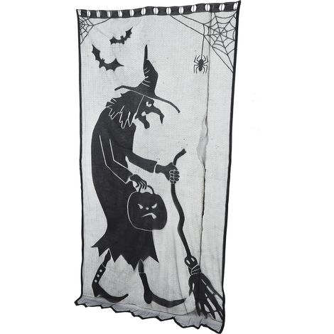 Rideau de fenêtre en dentelle noire pour Halloween, rideau chauve-souris, accessoires de décoration pour fêtes à la maison (1/5)