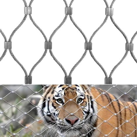 Filet de sécurité en acier inoxydable 304 – 1x3m – Mailles 10x10cm – Barrière pour animaux et garde-corps – Résistant à la rouille