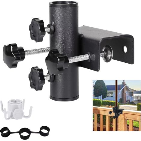 Pince De Fixation Parasol,Support de Parasol de Balcon,Balustrade de Balcon,Support de Parasol Réglable,Support de Parasol,Balustrade de Balcon,Diamètre 23-38 mm,pour Jardin,Terrasse, Balcon (1/5)