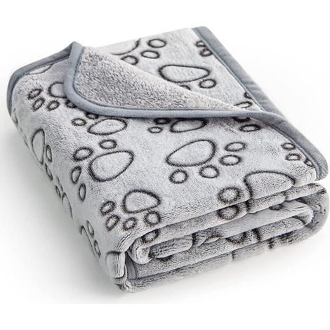 Couverture douce de haute qualité, lavable, 76 x 104cm, produit essentiel pour les chiots, cadeaux de Noël pour chiens (Gris). (1/3)