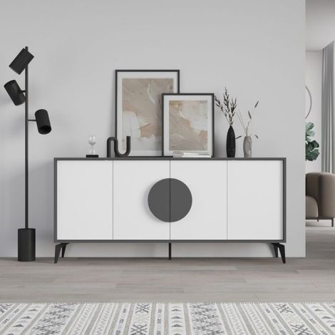 Madia Gora 180 cm struttura colore antracite con ante bianche (1/5)