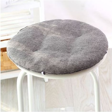 Lot de 2 coussins de chaise ronds antidérapants avec attaches de fixation, pour patio, maison, jardin, bureau, tabouret (32 x 32 cm, gris foncé) (1/5)