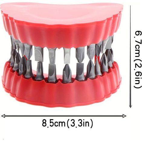 Porte-Meche Dentaire - Support Pour Embouts De 6,35 mm (1/4 Po) - Design À Dents - Organisateur D'Embouts Pour Perceuse Et Visseuse - 1 Pièce (1/5)