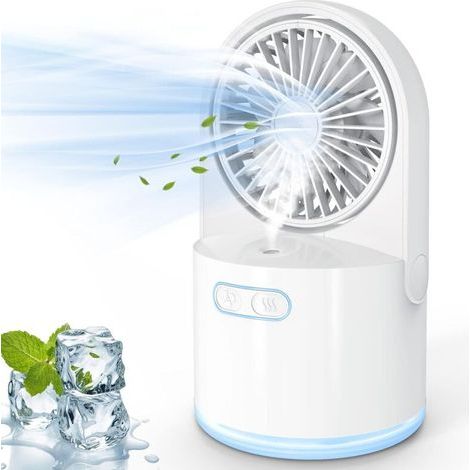 Mini Ventilateur Brumisateur Silencieux, Rechargeable USB Ventilateur Portable, 3 Vitesses et éclairage Nocturne à 7 Couleurs, Ventilateur Bureau Convient Pour à Coucher Bureau Exterieur Indoor-Fei Yu (1/5)