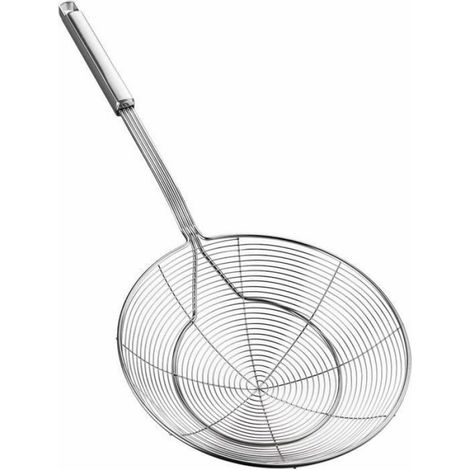 Écumoire Acier Inoxydable, Poignée Longue, Pour Pâtes, Spaghettis, Nouilles, (Diamètre : 20 cm, Longueur Totale : 45 cm). (1/4)