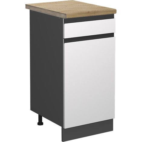Küchenunterschrank R-Line, Weiß, 40 cm , AP Eiche, Vicco