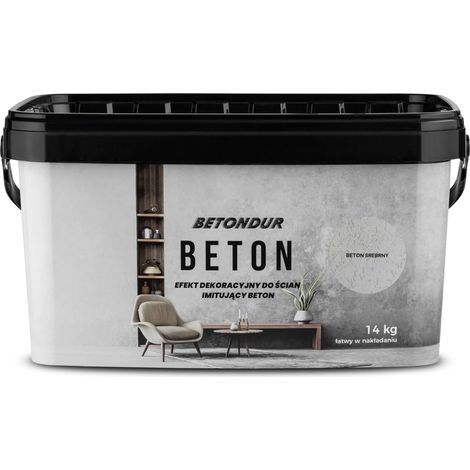 Efecto decorativo de hormigón Betondur para paredes que imita el hormigón - Plata - 14 kg (1/4)