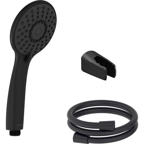 JACOB DELAFON Rociador de ducha Juliette negro mate + soporte de ducha flexible y negro mate