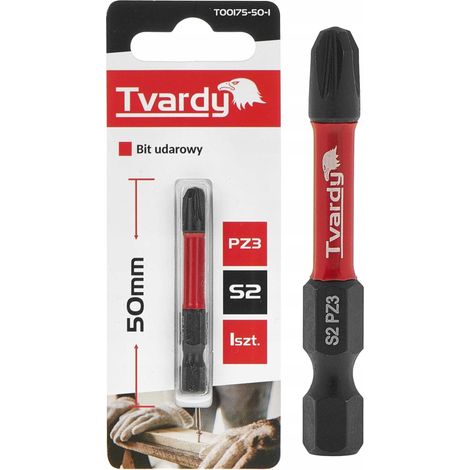 Punta de impacto BIT de 50 mm PZ3 de acero con punta S2 para destornillador de impacto. (1/5)