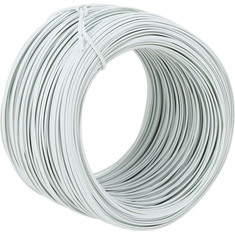 Fil d'armature plat en acier galvanisé et PVC, diamètre 0,55 mm, longueur 85 m, blanc. (1/5)