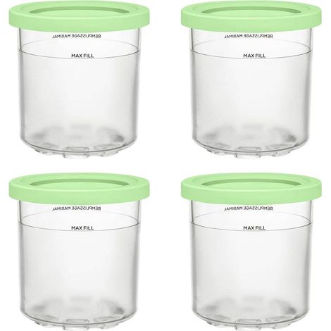 4Pièces de rechange pour pots de crème glacée individuels, adaptées pourNinjamachine à glace, couvercle vert clair (1/5)
