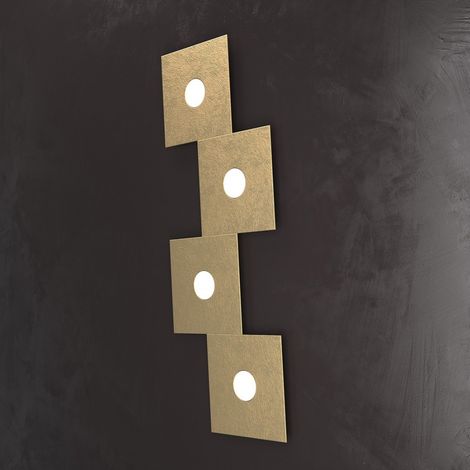 Plafoniera moderna top light eccentric 1156 4l gx53 led metallo lampada parete soffitto, finitura metallo foglia oro