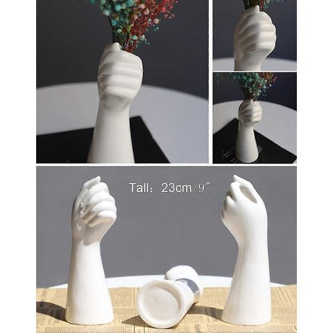 Vase décoratif en céramique blanche pour fleurs bouton, compatible avec les compositions florales hydroponiques. (1/5)