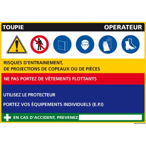 Panneau Fiche de Poste Toupie (C1128) - Adhésif - 300 x 210 mm