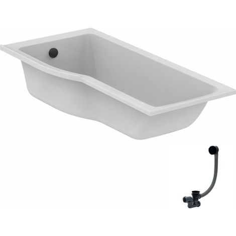Bañera/ducha IDEAL STANDARD Connect Air de 170 x 80 cm con desagüe a la izquierda, color negro mate.
