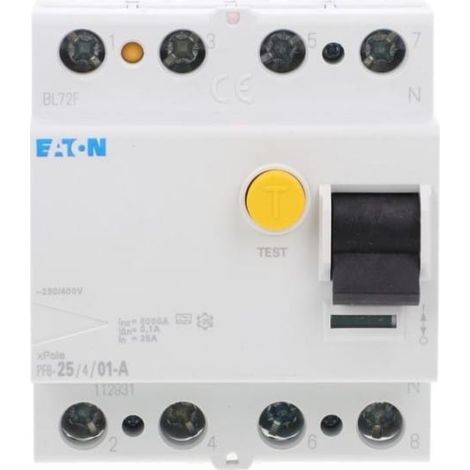 Interruttore differenziale 4P 25A 0,1A tipo A PF6-25/4/01-A 112931