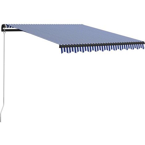 Store banne rétractable manuellement bleu et blanc 300x250cm (1/5)