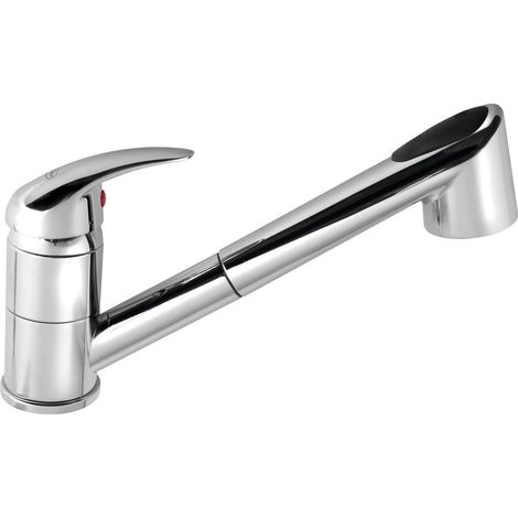 Aqualine - Grifo de fregadero con ducha extraíble, cromo 1107-74 (1/4)