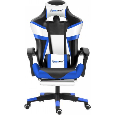Herzberg hg 8082 dreifarbiger gaming und burostuhl mit t formigem akzent in blau