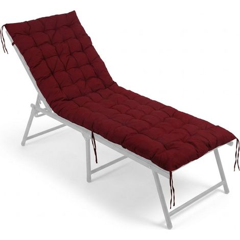 Relaxdays Coussin de banc 190x70 cm, rembourré, matelassé, sangles, extérieur, pour banc de jardin, palettes, rouge