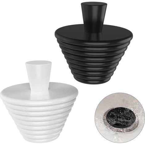 (2 Stück) Schwarze und weiße Universal-Silikonstöpsel für Badewannen, Waschbecken und Küchenspülen (1/5)