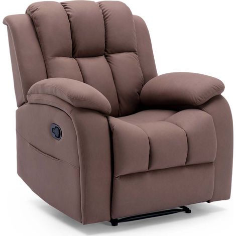 BROOKLINE FABRIC RECLINER GAMING CINEMA LOUNGE SOFA CHAIR MOCHA