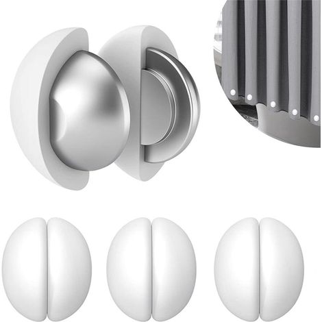 (Lot de 4) Aimants pour rideau de douche - Ronds - Contrepoids pour rideau de douche - Silicone - Acier inoxydable - Étanche (1/5)
