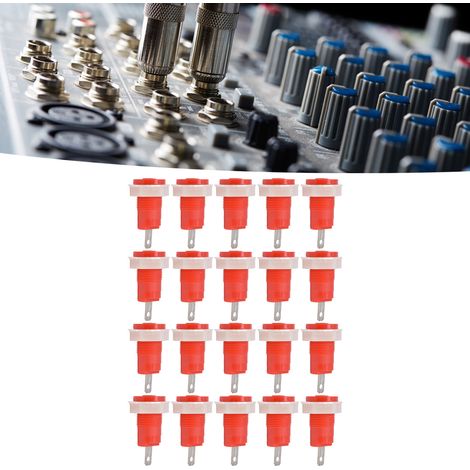 20 unités par paquet, prise banane 4 mm, bornier en cuivre, type de sécurité, bornier de mise à la terre soudable de type boucle, 402 1KV 32A, rouge. (1/5)