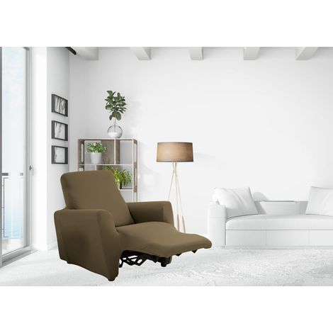 Copripoltrona Reclinabile Elasticizzato Antimacchia Magic Tinta Unita Tortora Poltrona Relax Idrorepellente (1/4)