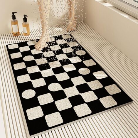 BUNTHAUS (60x90cm) Tapis de Douche Antiderapant, Tapis de Bain de Massage en Doux PVC Luffa, Moderne Style Tapis de Baignoire Antidérapant avec Trous de Drainage pour Zones Humides (1/5)