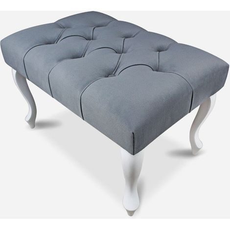 Banc, bout de lit capitonné gris 60x40x40 cm (1/3)