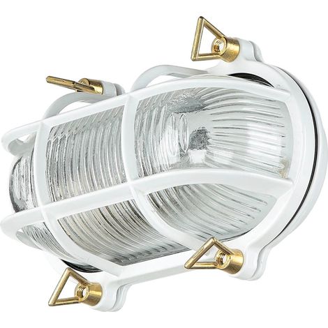 Wandleuchte außen Echt-Messing IP64 Weiß E27 Maritim Wandlampe außen Terrasse