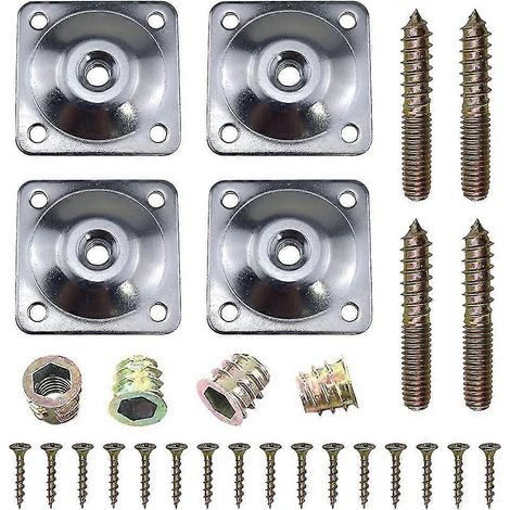 4 jeux de plaques de fixation pour pieds de meubles, plaques de fixation pour pieds de canapé, pieds de meubles (1/5)