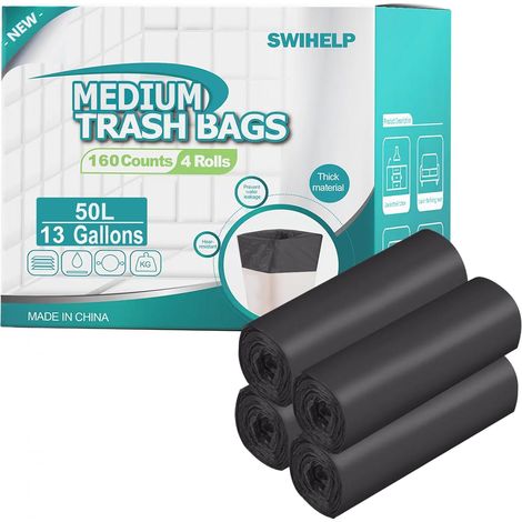 Sac Poubelle 50 Litres 160 unité Sac Poubelle Ultra Resistant,ménages, déchets de jardin dans la cuisine, le bureau, la maison (1/5)
