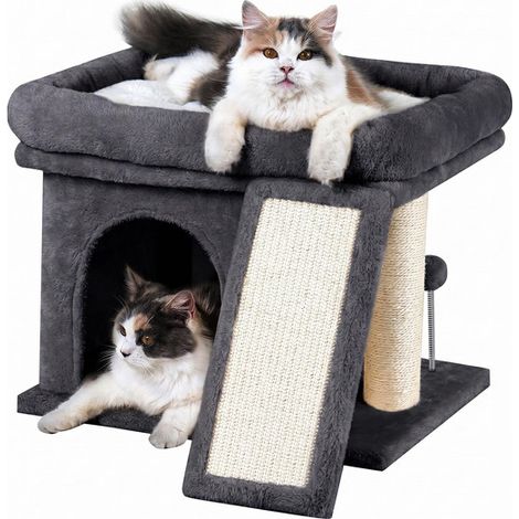 Arbre à chat avec niche confortable, griffoir et plateforme, idéal pour grands chats, stable et robuste (1/5)
