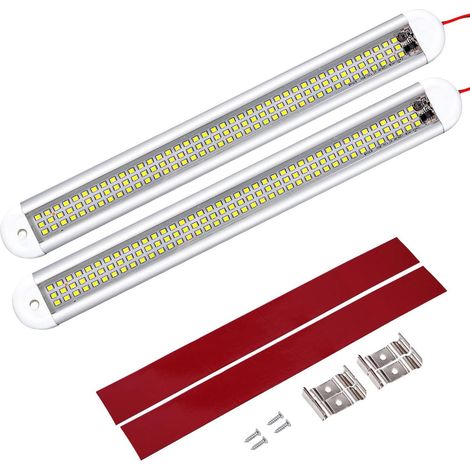 2 Pcs Barre Led 12v, 120 Led Voiture Interieur Lampe 12v, Eclairage Led 12v avec Switch, Plafonnier Led 12v Camping Car, Reglette Led 12v pour Camion, Bus, Caravane, Bateau, Cuisine, etc. (1/5)