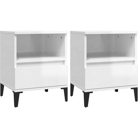 Maison Exclusive - Comodini 2 pz in Bianco Lucido 40x35x50 cm (1/5)