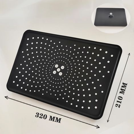(Noir-b) Ensemble de pommeau de douche de plafond à grand débit et panneau large de 12 pouces avec 4 modes de pression et de pression élevées. (1/5)
