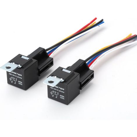 Relais à dos en fer 40 A, 12 V, 5 broches, avec support relais automobile, 12 V/24 V, pour utilisation dans les phares, les climatiseurs, les klaxons, etc. 40 A/12 V, 4 broches, avec support, verrou (1/4)