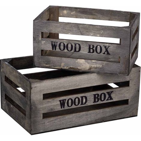 Cajones de madera set 2 piezas gris 20x13x09-16x11x08h cm (1/5)