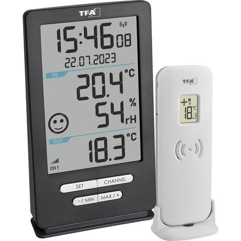TFA Dostmann Funk-Thermometer XENA HOME Thermomètre numérique radiopiloté anthracite 30.3074.10 (1/5)