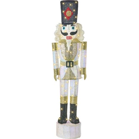 Gartendekoration LED STOROVAN 152 cm Nussknacker Weiß / Gold (1/5)