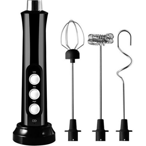 Mousseur à lait rechargeable, mixeur électrique, mousseur à café, mixeur plongeant - Noir (1/4)