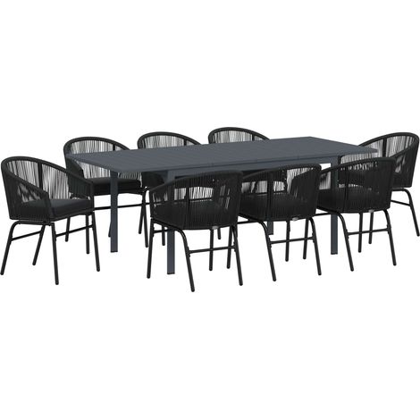 Maison Exclusive - Conjunto de Comedor de Jardín 9 pcs Negro ratá (1/5)