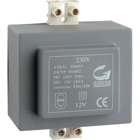 Transformateur d'alimentation 230V / 12V 18VA HAGER A7901 (1/3)