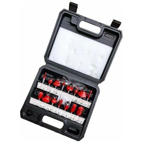 Ahlsen – Coffret de 15 fraises pour défonceuse 6.35mm – Fraises à rainurer en carbure pour bois dur – Coupe nette et précise – Stockage pratique (1/5)