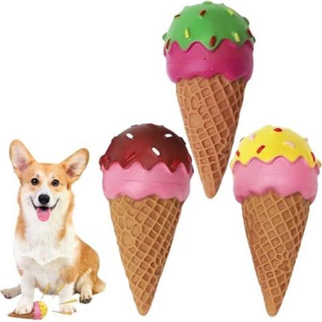 3-teiliges Eiscreme-Hundespielzeug-Set – Weiches Vinyl, 14 cm, Ideal für kleine Hunde und interaktives Training