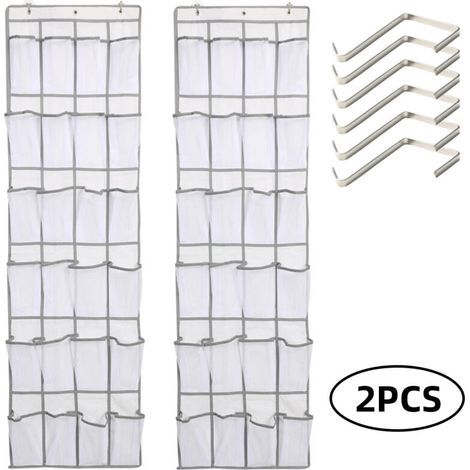 ZVD 2pcs Range Chaussures à Suspendre sur la Porte, Sac de Rangement Suspendu avec 24 Poches, Rangement de Chaussures Suspendu, Organiseur de Suspension Multifonction pour Chambre à Coucher, Salle de  (1/4)